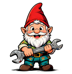 Gartenzwerg mit Schraubenschlüssel